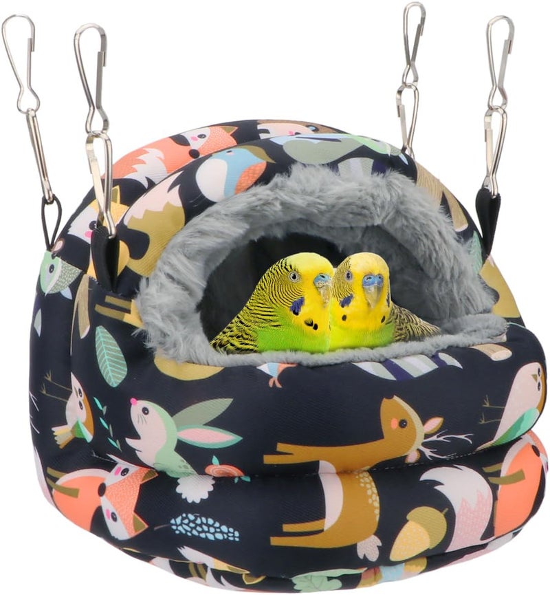 Reshiho Bird Nest House Winter Warm Bird Bed Hanging Hammock Snuggle Hut for Parakeets Budgies Cockatiels Conures Quaker Parrot (Small, Black) - Image 1